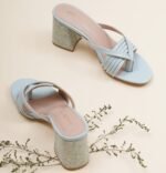 blue block heels